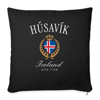 Couronne des armoiries de l’île de Húsavík – Souvenir de voyage - Housse de coussin décorative 45 x 45 cm - noir - Devant