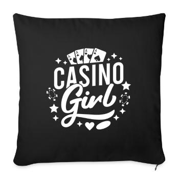Joueur de casino Fille de jeu - Housse de coussin décorative 45 x 45 cm - noir - Devant