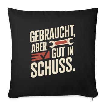 Anniversaire de voiture classique d’occasion mais en bon état - Housse de coussin décorative 45 x 45 cm - noir - Devant