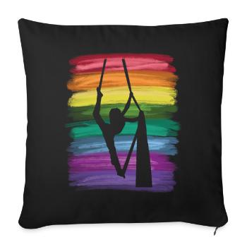 Vertical Cloth Vintage Aerial Acrobatics Aerial Silk - Sofa pillowcase 17,3'' x 17,3'' (45 x 45 cm) - black - Front