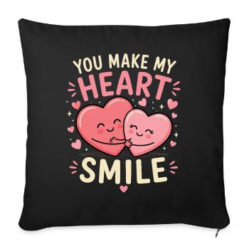 Tu fais sourire mon cœur Chemise Cadeau d’amour - Housse de coussin décorative 45 x 45 cm - noir - Devant