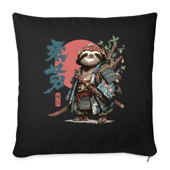 Samurai-Faultier-Krieger - Sofakissenbezug 45 x 45 cm - Schwarz - Vorne