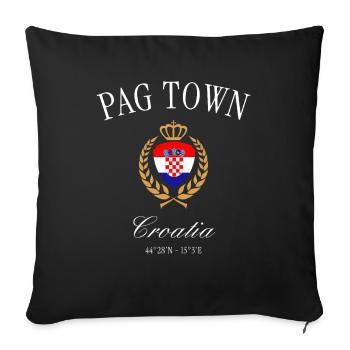 Pag Croatia Coat of Arms Crown – Travel Souvenir - Sofa pillowcase 17,3'' x 17,3'' (45 x 45 cm) - black - Front