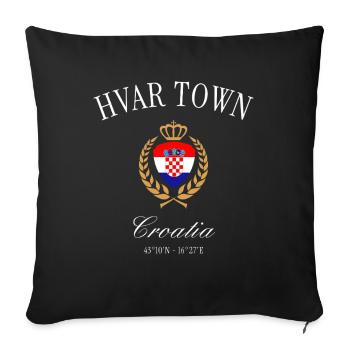 Hvar Croatia Coat of Arms Crown – Travel Souvenir - Sofa pillowcase 17,3'' x 17,3'' (45 x 45 cm) - black - Front
