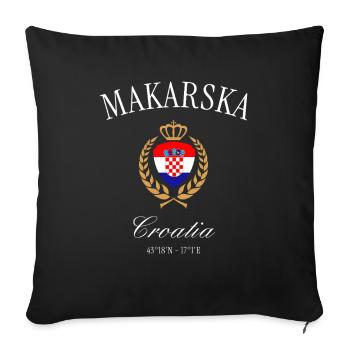 Makarska Kroatien Wappen Krone – Reise Souvenir - Sofakissenbezug 45 x 45 cm - Schwarz - Vorne