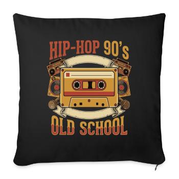 Hip-hop des années 90 Old School cassette rétro - Housse de coussin décorative 45 x 45 cm - noir - Devant