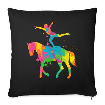 Cavalier Cheval Coloré Volti - Housse de coussin décorative 45 x 45 cm - noir - Devant