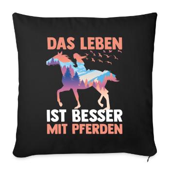 Reiten Pferdeliebhaber Reiterhof Pferde - Sofakissenbezug 45 x 45 cm - Schwarz - Vorne