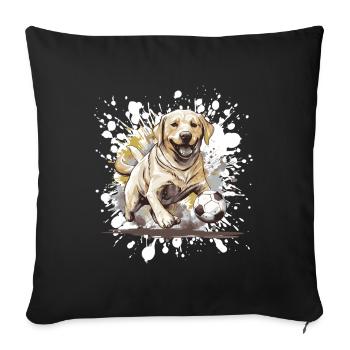 Labrador Chien Football Sports - Housse de coussin décorative 45 x 45 cm - noir - Devant