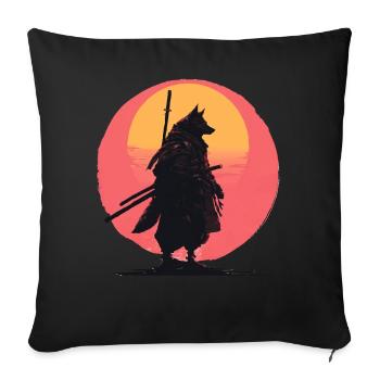 Le Cavalier Samouraï du Crépuscule du Loup - Housse de coussin décorative 45 x 45 cm - noir - Devant