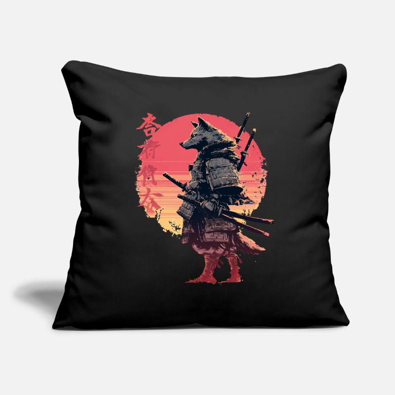 Wolf Samurai at Sunset Sofa pillowcase 17,3'' x 17,3'' (45 x 45 cm)