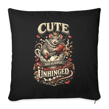Rat de la maison des rats colorés mignonne et légèrement déjantée - Housse de coussin décorative 45 x 45 cm - noir - Devant