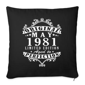 Mai 1981 - Housse de coussin décorative 45 x 45 cm - noir - Devant