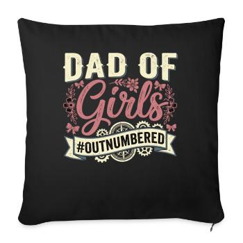Dad of Girls Flowers Vintage Dad - Sofa pillowcase 17,3'' x 17,3'' (45 x 45 cm) - black - Front
