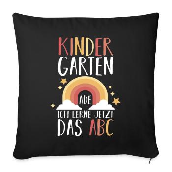 Kindergarten Ade Ich Lerne Jetzt Das ABC - Sofakissenbezug 45 x 45 cm - Schwarz - Vorne