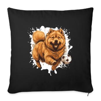 Chow Chow Dog Football Sports - Sofa pillowcase 17,3'' x 17,3'' (45 x 45 cm) - black - Front