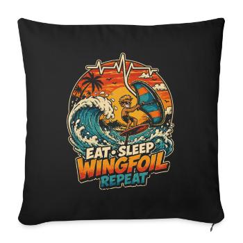 Wingfoil Wellenfahrer Sunset - Sofakissenbezug 45 x 45 cm - Schwarz - Vorne