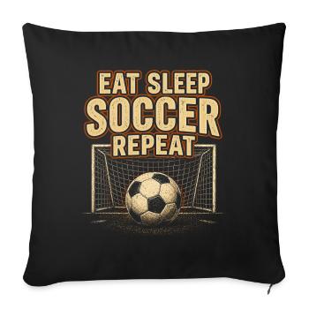 Football Routine Eating Sleeping Repeat - Sofa pillowcase 17,3'' x 17,3'' (45 x 45 cm) - black - Front