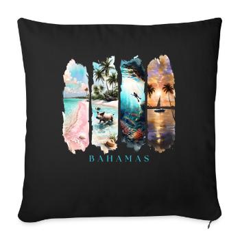 Bahamas Design – Beach & Sea Holiday Motif - Sofa pillowcase 17,3'' x 17,3'' (45 x 45 cm) - black - Front