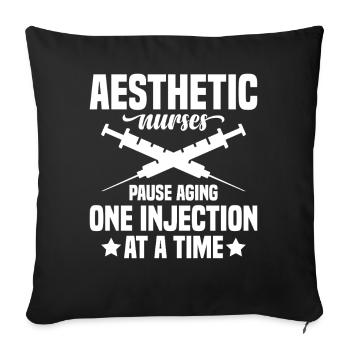 Inspecteur esthétique d’injecteurs de Botox pour vieillir - Housse de coussin décorative 45 x 45 cm - noir - Devant