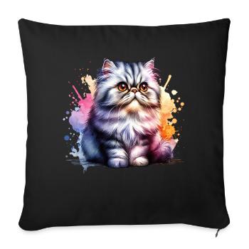 Cadeau du chat persan - Housse de coussin décorative 45 x 45 cm - noir - Devant