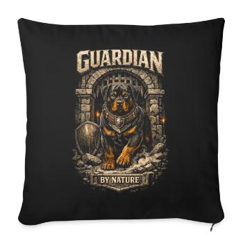 Gardien de chien rottweiler par nature - Housse de coussin décorative 45 x 45 cm - noir - Devant