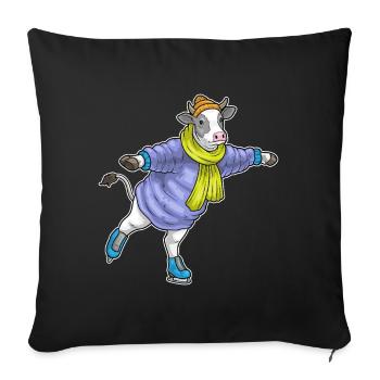 Kuh Eislaufen Schlittschuhe Wintersport - Sofa pillowcase 17,3'' x 17,3'' (45 x 45 cm) - black - Front