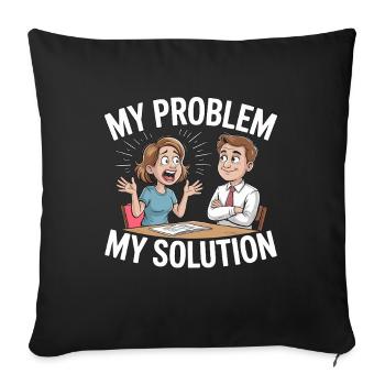 Professeur principal Mon problème Mon pictogramme Papa Maman - Housse de coussin décorative 45 x 45 cm - noir - Devant