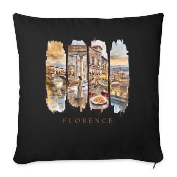 Voyage de vacances à Florence – Voyage en Italie Art City - Housse de coussin décorative 45 x 45 cm - noir - Devant