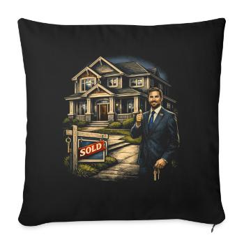 Agent immobilier Courtier - Housse de coussin décorative 45 x 45 cm - noir - Devant