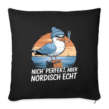  Nich Perfekt Aber Nordisch Echt Lustige Möwe Mit - Sofakissenbezug 45 x 45 cm - Schwarz - Vorne