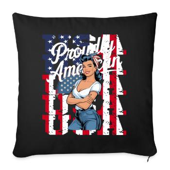 Proudly American im Retro-Look - Sofakissenbezug 45 x 45 cm - Schwarz - Vorne