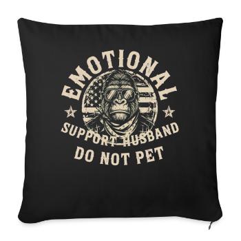 Soutien émotionnel gorille : ne pas caresser - Housse de coussin décorative 45 x 45 cm - noir - Devant