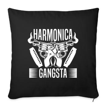 Harmonica Musican Gangsta Harmonica - Sofakissenbezug 45 x 45 cm - Schwarz - Vorne