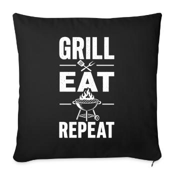 Grill Eat Repeat – Le must-have pour les maîtres du grill - Housse de coussin décorative 45 x 45 cm - noir - Devant