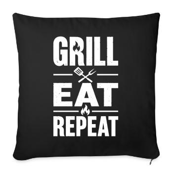 Grill Eat Repeat – Le must-have pour les maîtres du grill - Housse de coussin décorative 45 x 45 cm - noir - Devant
