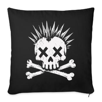 Punk Skull Mohawk Rock Alternative Shirt - Sofakissenbezug 45 x 45 cm - Schwarz - Vorne