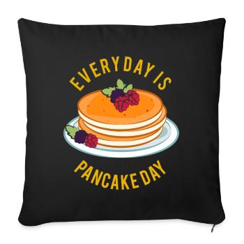 Chaque jour, c’est la journée des crêpes – Amour des crêpes - Housse de coussin décorative 45 x 45 cm - noir - Devant