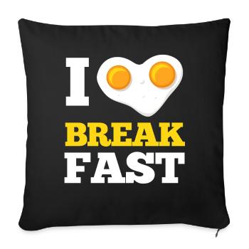 I Love Breakfast Fried Egg Heart - Sofa pillowcase 17,3'' x 17,3'' (45 x 45 cm) - black - Front