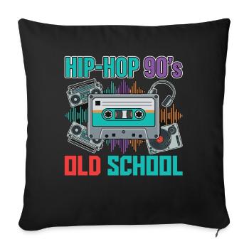 Hip Hop 90s Oldschool Retro Cassette - Sofa pillowcase 17,3'' x 17,3'' (45 x 45 cm) - black - Front
