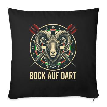 Bock auf Dart Widder Dartscheibe Dartspieler - Sofakissenbezug 45 x 45 cm - Schwarz - Vorne