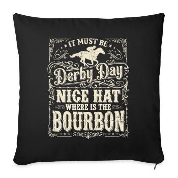 Derby Day Bourbon Hat Design - Sofa pillowcase 17,3'' x 17,3'' (45 x 45 cm) - black - Front