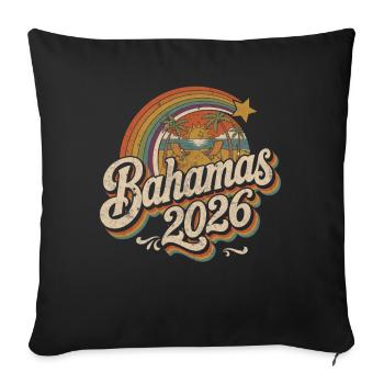 Bahamas 2026 Coucher de soleil rétro - Housse de coussin décorative 45 x 45 cm - noir - Devant