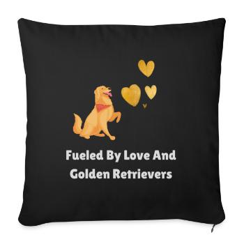 Alimentés par l’amour et les Golden Retrievers - Housse de coussin décorative 45 x 45 cm - noir - Devant