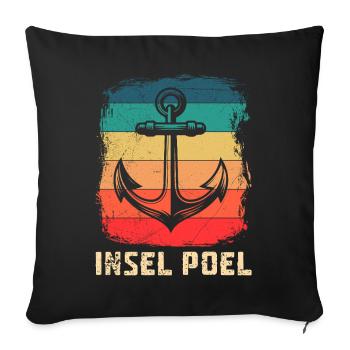 Poel Souvenier INSEL POEL OSTSEE Retro Lustiges - Sofakissenbezug 45 x 45 cm - Schwarz - Vorne