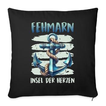 Ostsee FEHMARN INSEL DER HERZEN Lustiges - Sofakissenbezug 45 x 45 cm - Schwarz - Vorne