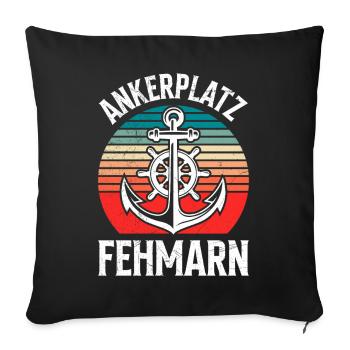 Segeln ANKERPLATZ FEHMARN Lustiges - Sofakissenbezug 45 x 45 cm - Schwarz - Vorne