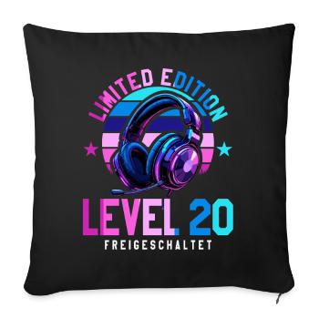 20th Birthday Boy Girls Gaming Level 20 Years - Sofa pillowcase 17,3'' x 17,3'' (45 x 45 cm) - black - Front