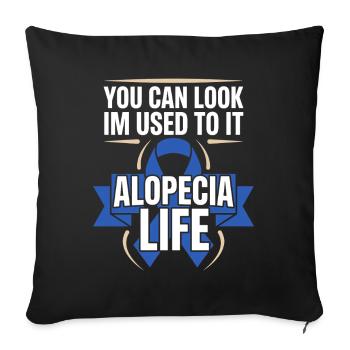 Sensibilisation à l’alopécie Perte de cheveux à l’alopécie areata - Housse de coussin décorative 45 x 45 cm - noir - Devant
