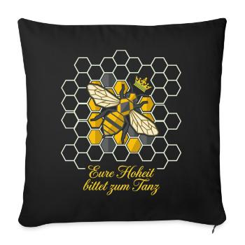 Abeille royale dans le nid d’abeille - Housse de coussin décorative 45 x 45 cm - noir - Devant